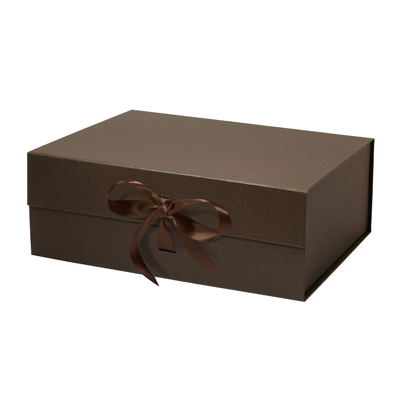 Magneetdoos met strik - A4 - Bruin mat gelamineerd - Oxford leer - Couture