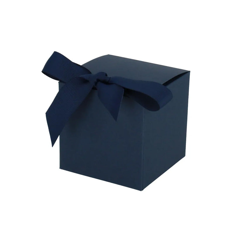 Luxe geschenkdoos met strik - Kubus - Koningsblauw kraft - Grace FSC®