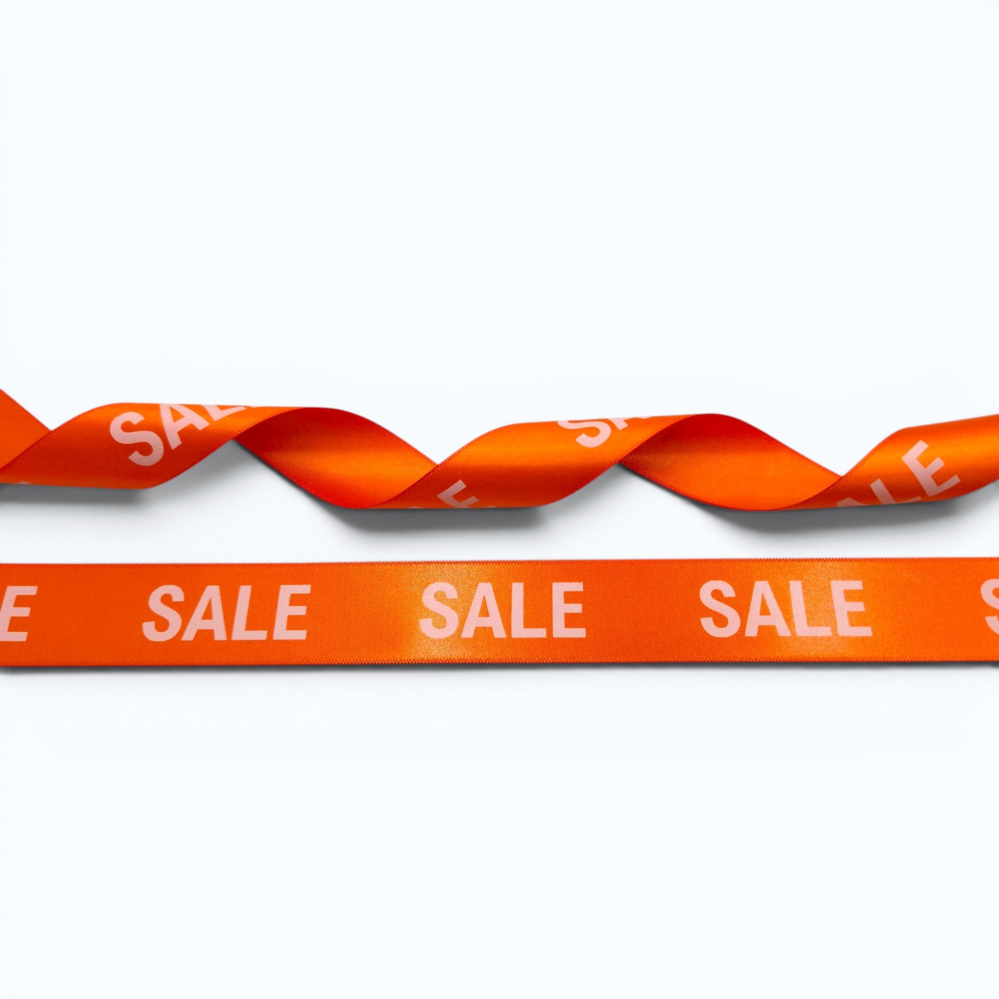 Satijn lint bedrukt met "SALE" in 2 maten diverse kleuren per 25 meter