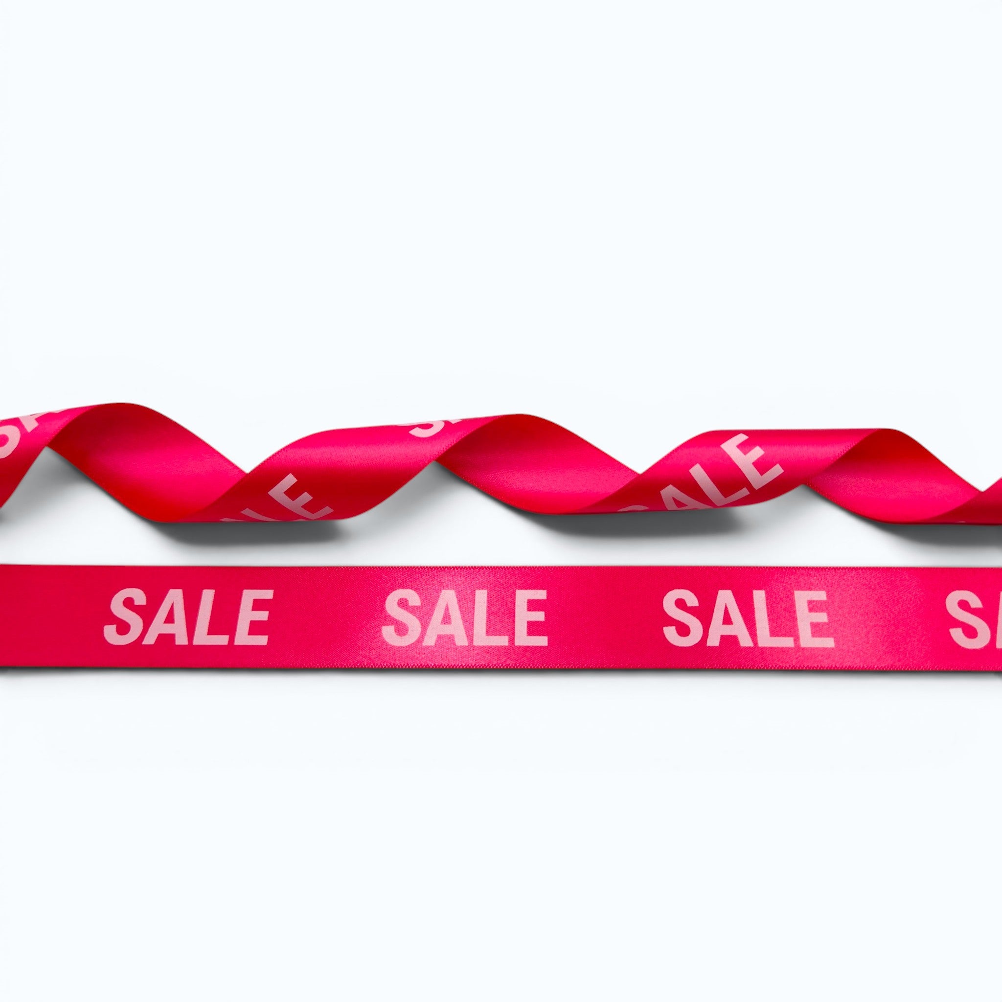 Satijn lint bedrukt met "SALE" in 2 maten diverse kleuren per 25 meter