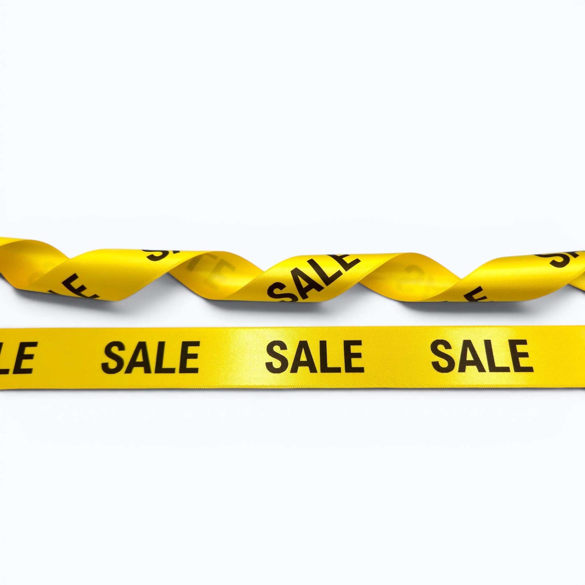 Satijn lint bedrukt met "SALE" in 2 maten diverse kleuren per 25 meter