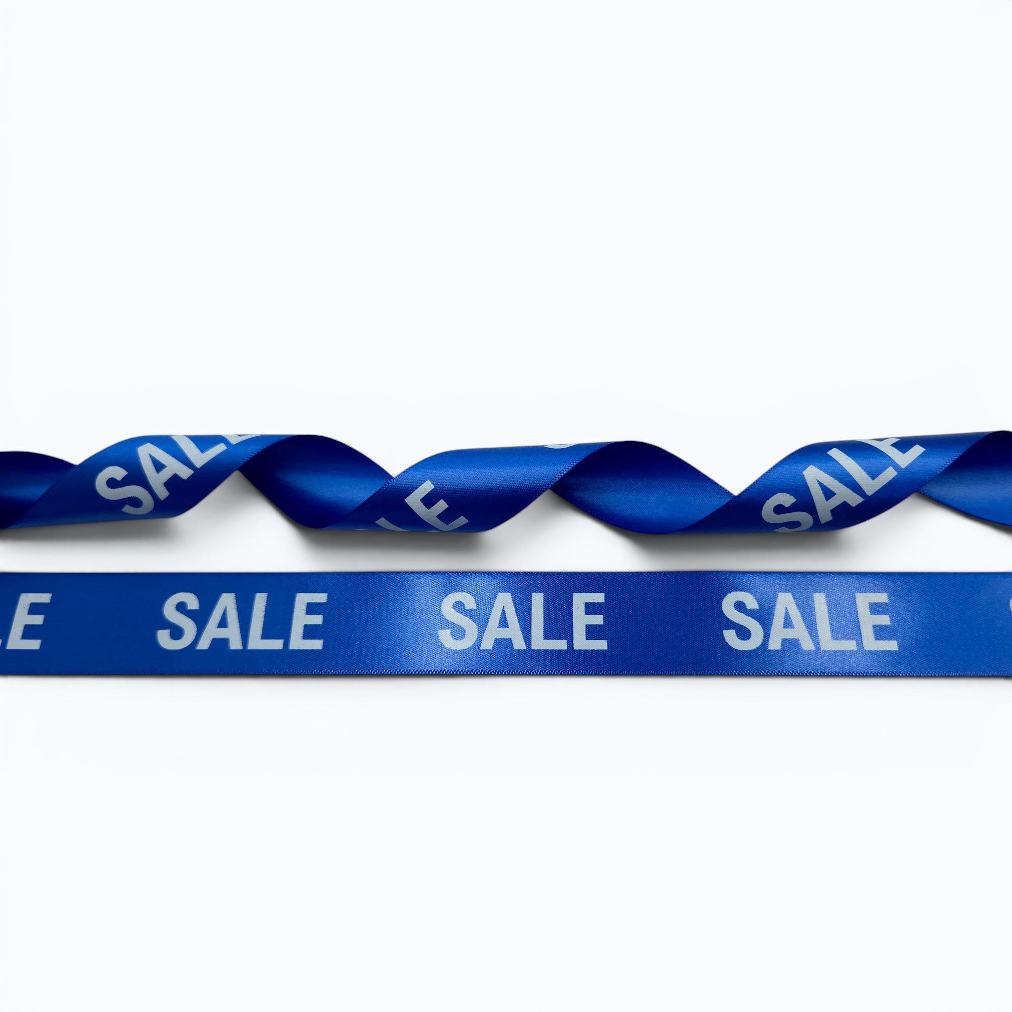 Satijn lint bedrukt met "SALE" in 2 maten diverse kleuren per 25 meter