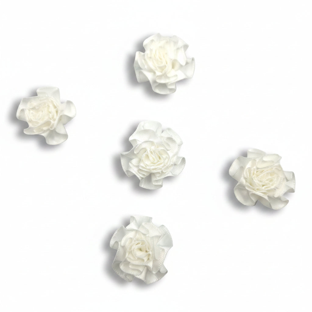 Satijnen roosje wit 40mm | Rosette verpakt per 20 stuks