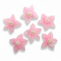 Organza Bloem Roze met een hart van pareltjes 40mm per 25 stuks