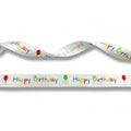 Wit Satijnlint Happy Birthday — 16mm | Rol 20m