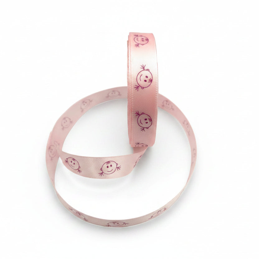 Satijnlint "baby hoofdje"meisje 16mm roze