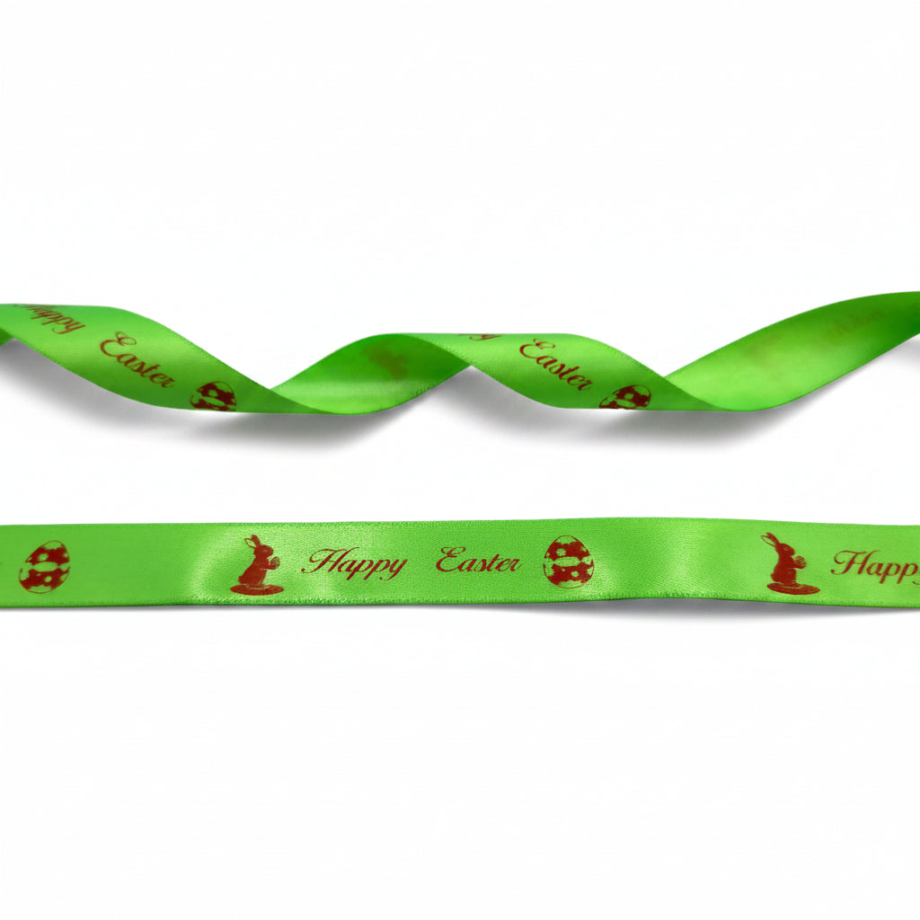 15mm Luxe satijnlint bedrukt met Happy Easter in 2 kleuren verkrijgbaar per rol van 25 meter. (kopie)