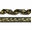 Sierband zwart met lurex goud draad bladeren motief  32mm  per 25 meter