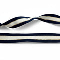 Sierband Donker Blauw/Wit met gouden lurex strepen 25mm per 50 meter