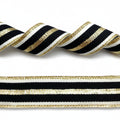 Sierband Zwart/Wit met gouden lurex strepen 25mm per 50 meter
