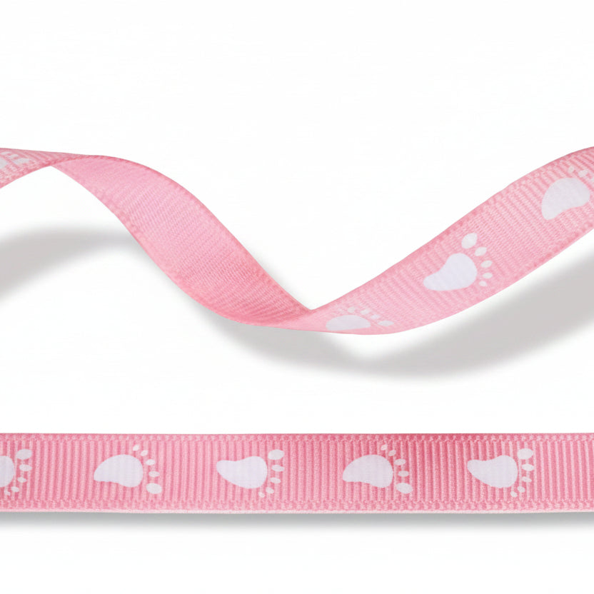 Ribslint roze met witte baby voetjes