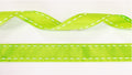 15mm groen ribslint met witte stiksels  - 20 Meter