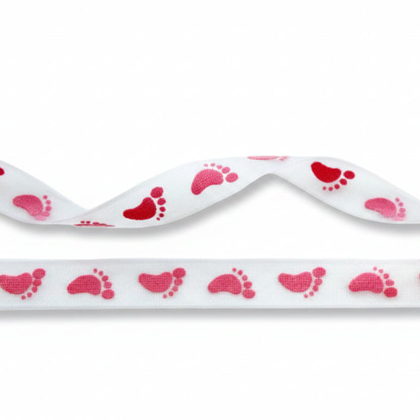 Organza met baby voetjes roze
