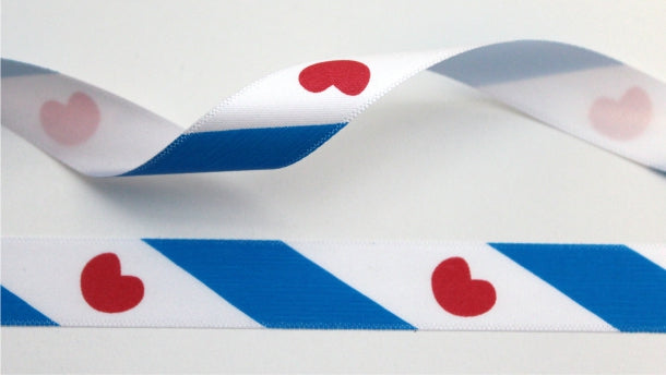 Satijnlint Friese Vlag - 15mm - Rol 25 Meter