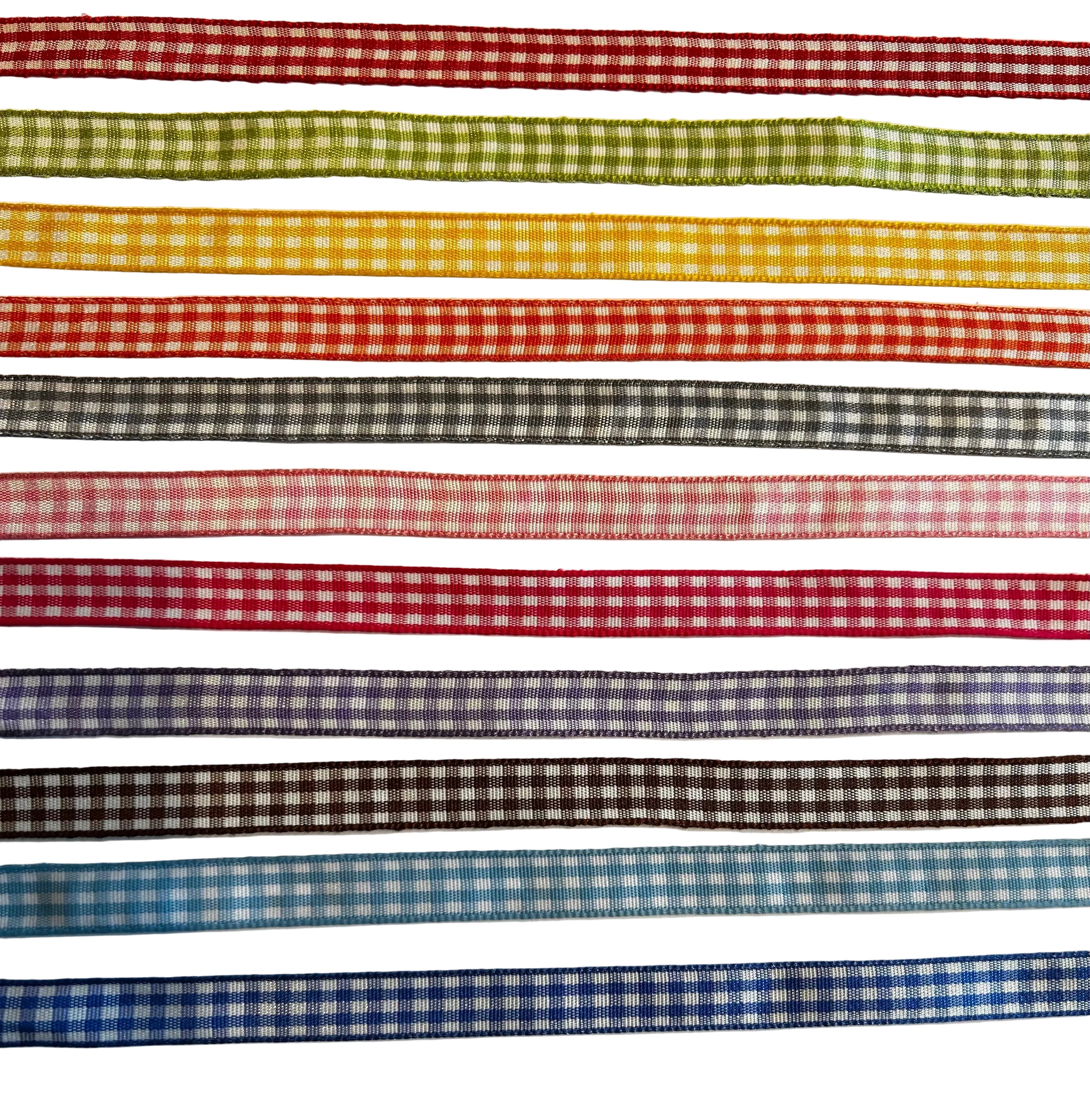 Geruit lint polyester 10mm in 11 verschillende kleuren op rollen van 25 meter