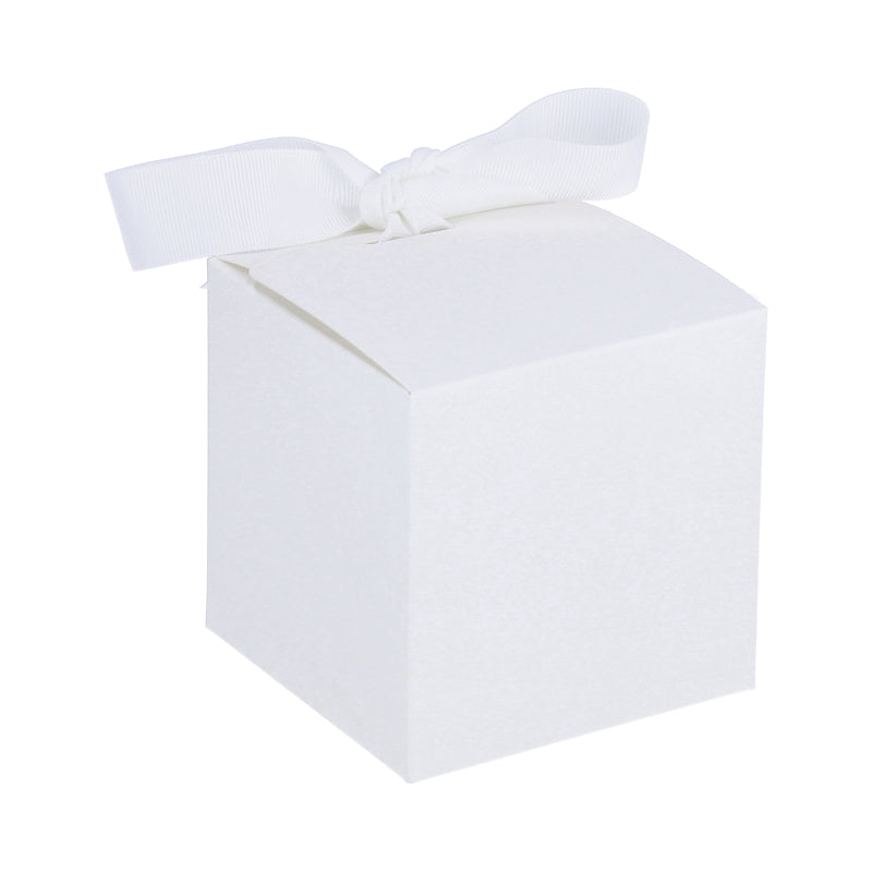 Luxe geschenkdoos met strik - Kubus - Wit kraft - Grace FSC®