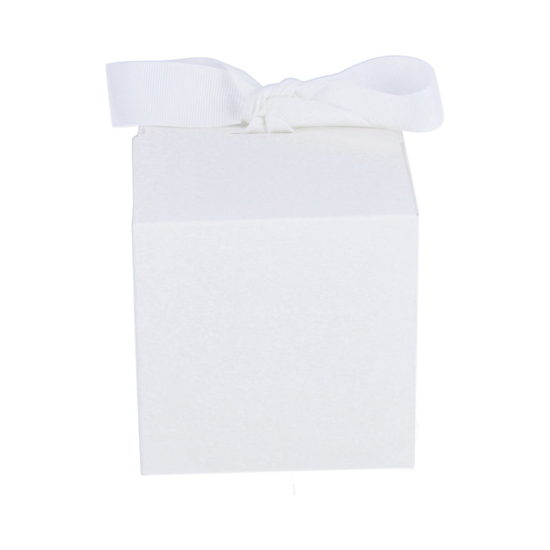 Luxe geschenkdoos met strik - Kubus - Wit kraft - Grace FSC®