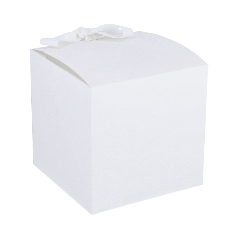 Luxe geschenkdoos met strik - Kubus - Wit kraft - Grace FSC®