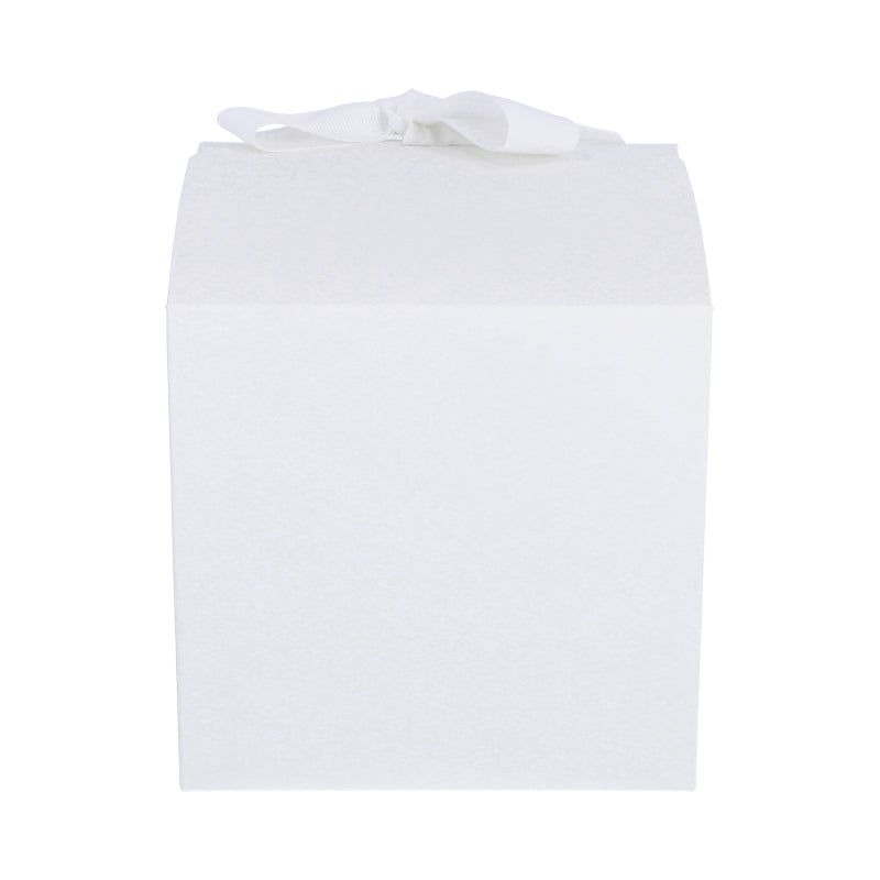 Luxe geschenkdoos met strik - Kubus - Wit kraft - Grace FSC®
