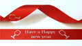 15mm rood satijnlint bedrukt met zilver have a happy new year per 25 meter rol