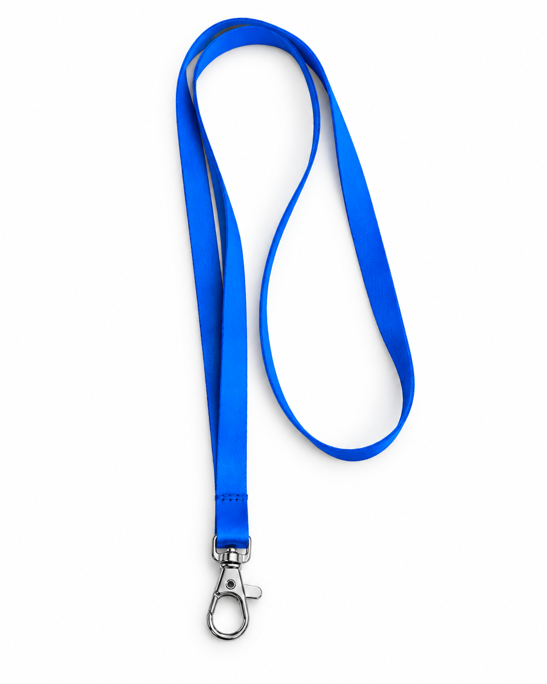 Blauw satijnen keycord 10 mm met musketonhaak | 50 stuks