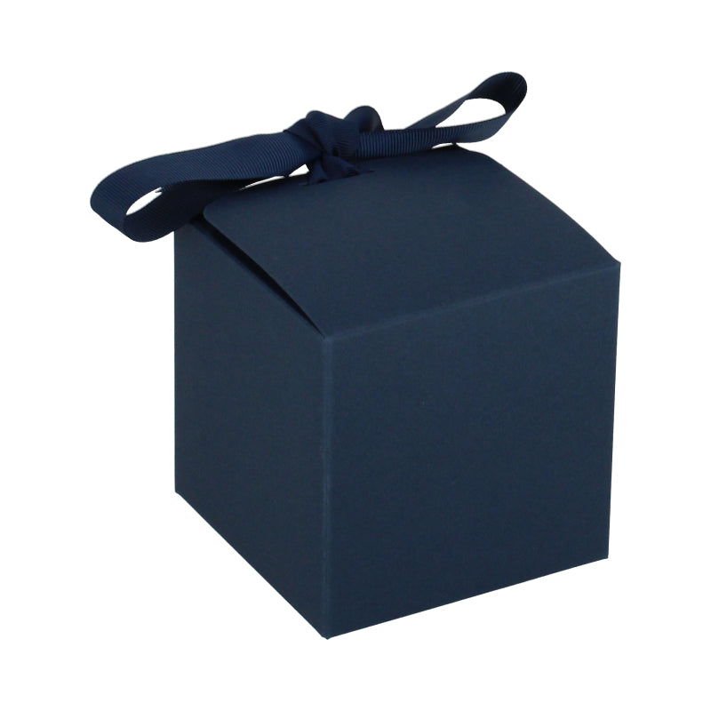 Luxe geschenkdoos met strik - Kubus - Koningsblauw kraft - Grace FSC®