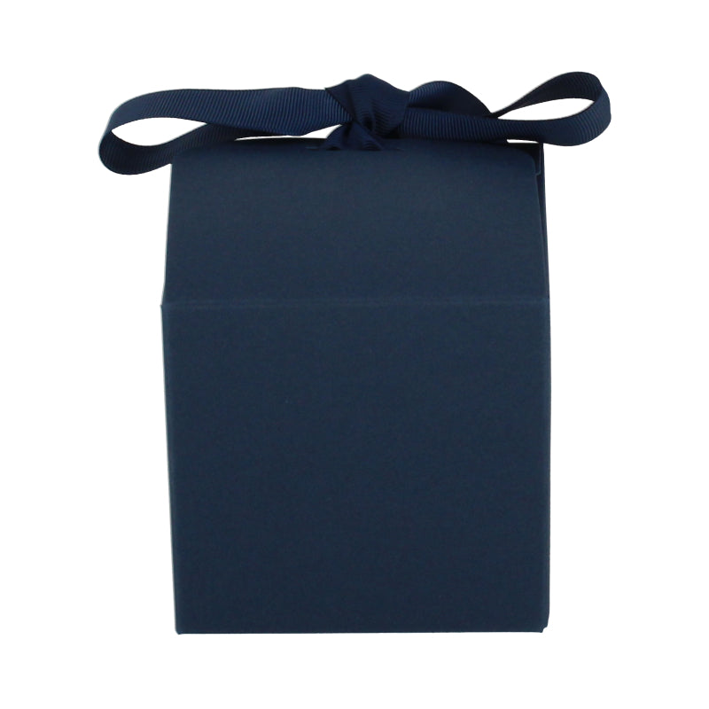 Luxe geschenkdoos met strik - Kubus - Koningsblauw kraft - Grace FSC®