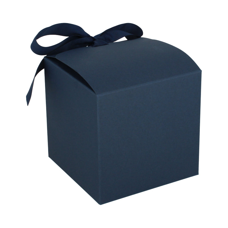 Luxe geschenkdoos met strik - Kubus - Koningsblauw kraft - Grace FSC®