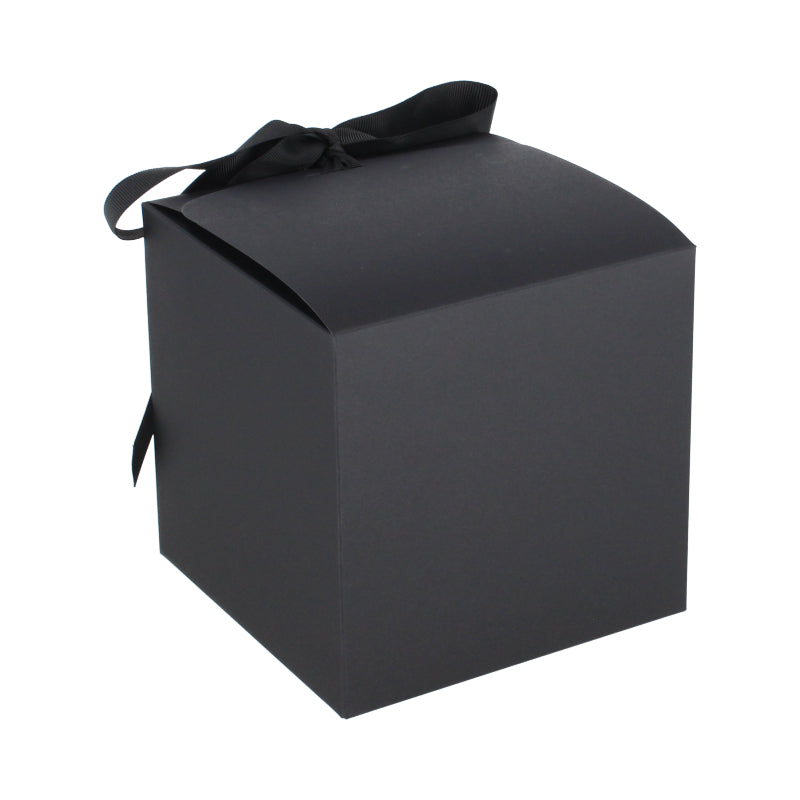 Luce geschenkdoos met strik - Kubus - Zwart kraft - Grace FSC®