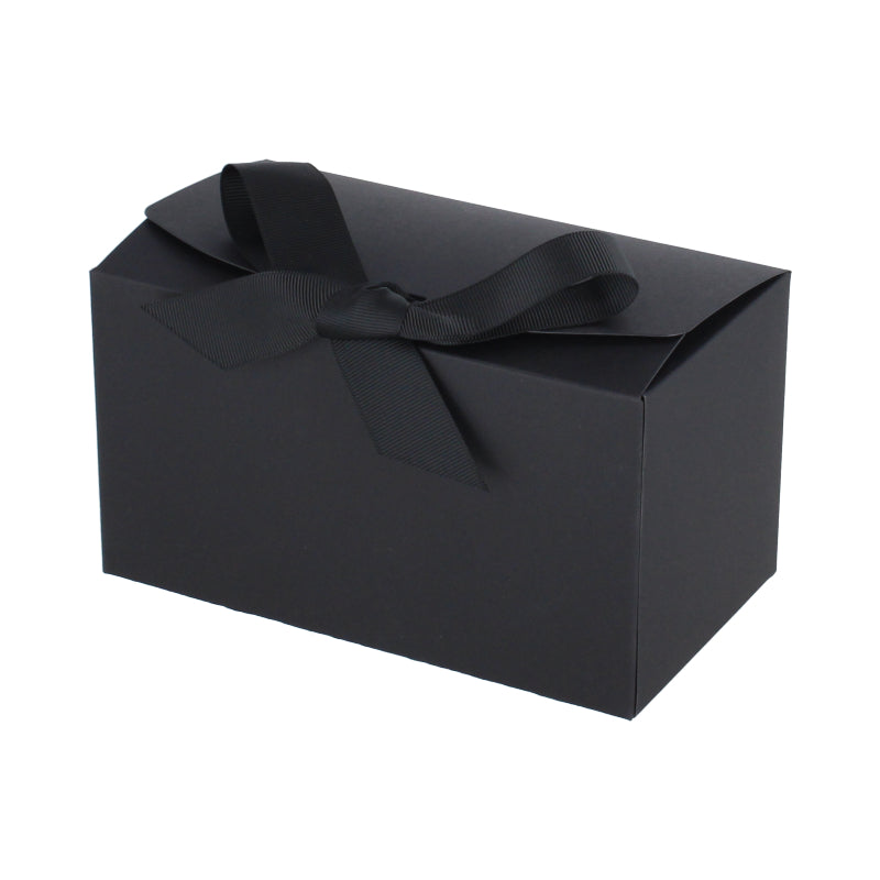 Luxe geschenkdoos met strik - Rechthoek - Zwart Kraft - Grace FSC®