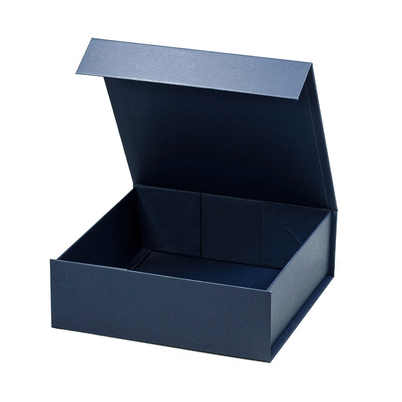 Magneetdoos met strik - A6 - Vierkant - Blauw mat gelamineerd - Couture