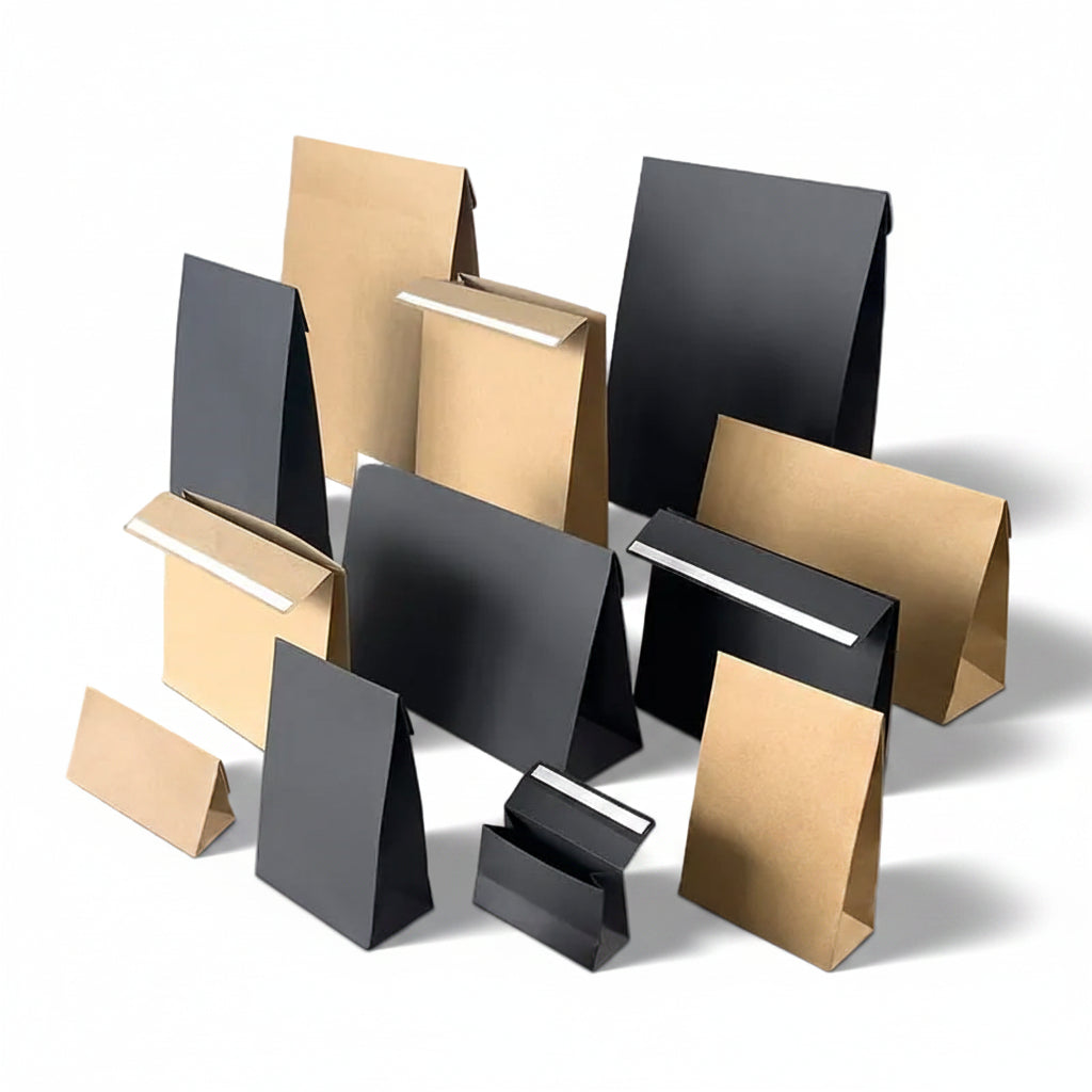 Geschenkzakken papier - Bruin kraft - Blokbodem - Cachet FSC®