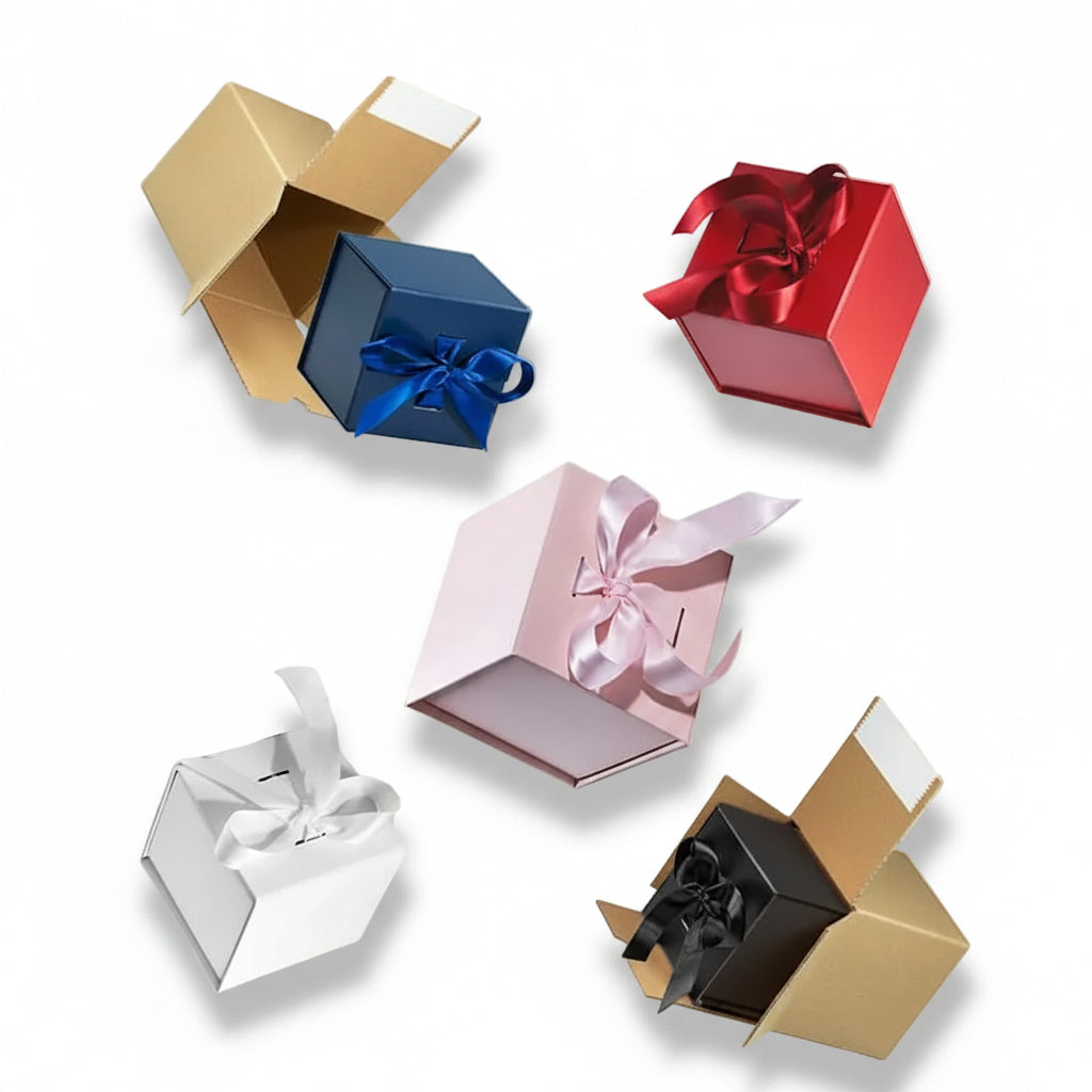 Magneetdoos met strik - Kubus - Wit mat gelamineerd - Couture