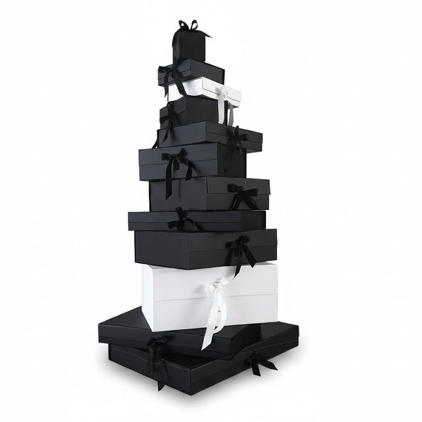 Magneetdoos met strik - A4 - Zwart mat gelamineerd - Couture