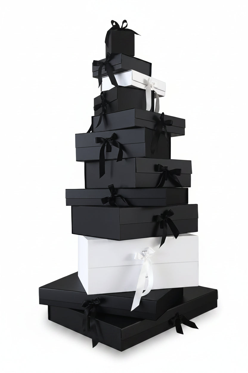 Magneetdoos met strik - A3 - Zwart mat gelamineerd - Couture