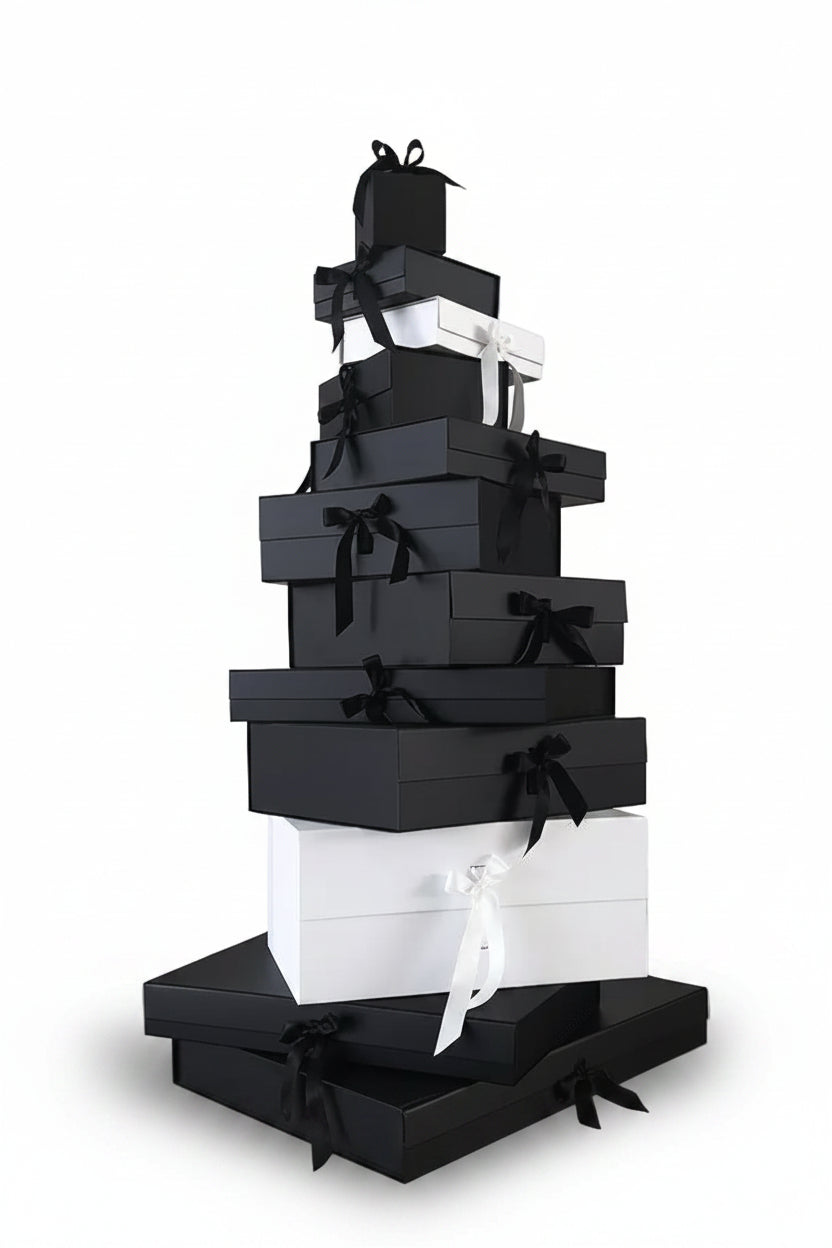Magneetdoos met strik - A5 - Zwart mat gelamineerd - Couture