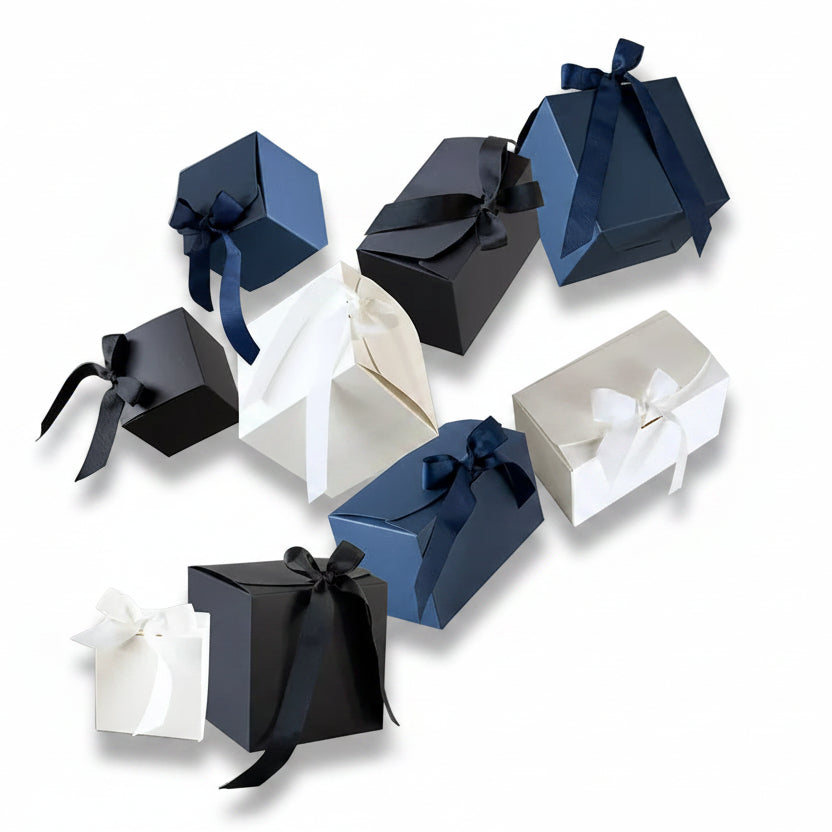 Luxe geschenkdoos met strik - Kubus - Wit kraft - Grace FSC®