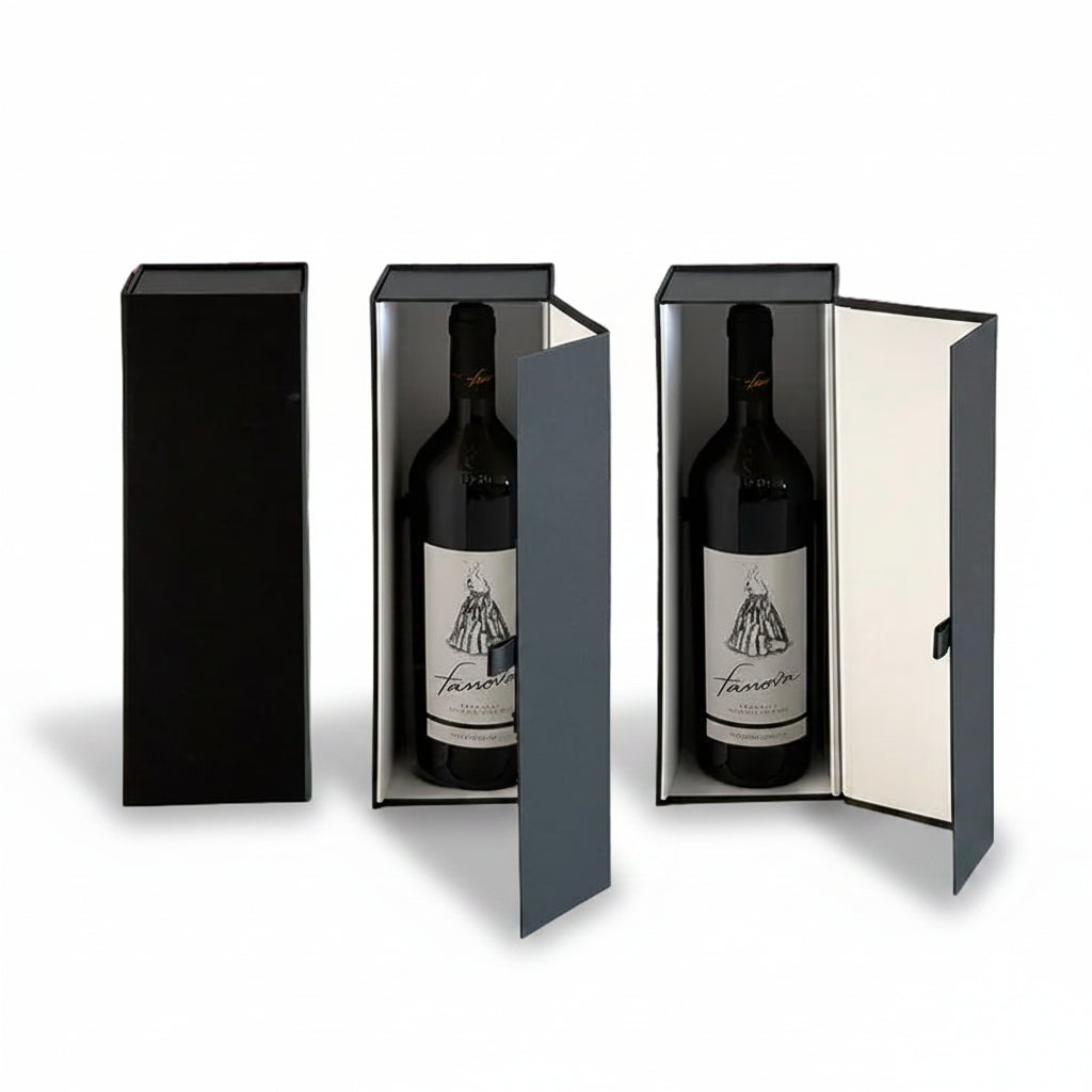 Magneetdoos - Luxe wijndoos - Zwart wit kraft - Elegant+ FSC®