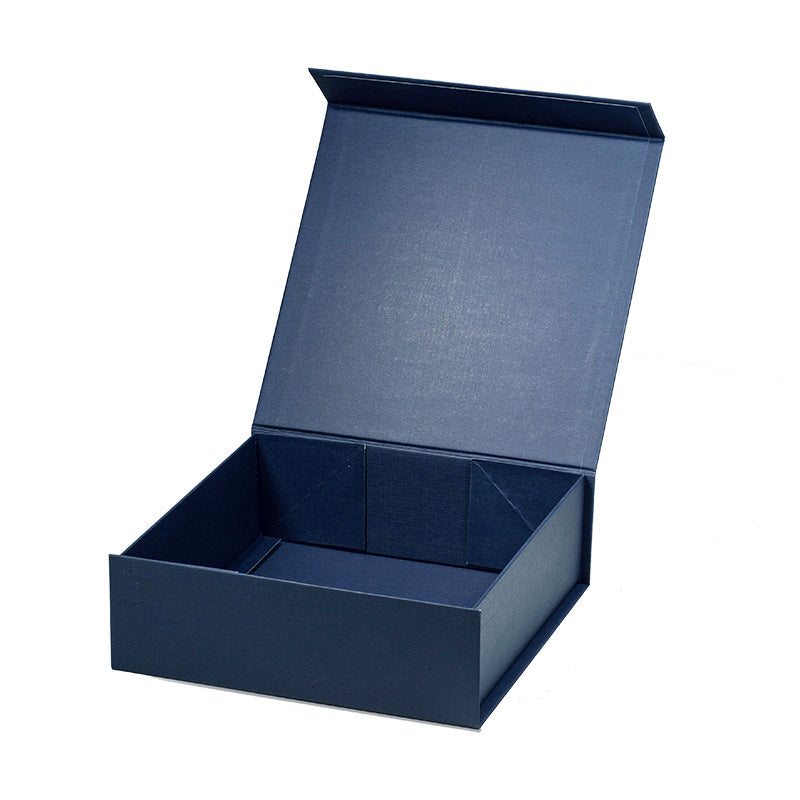 Magneetdoos met strik - A6 - Vierkant - Blauw mat gelamineerd - Couture